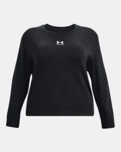 Damen UA Rival Oberteil Aus French Terry Mit Rundhalsausschnitt -Modegeschäft Für Sportbekleidung PS1371188 001 HF