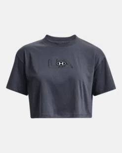 UA Crop Kurzarm-Oberteil Mit Logo Für Damen -Modegeschäft Für Sportbekleidung PS1376751 044 HF