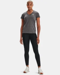 Damen UA Tech™ Oberteil Mit V-Ausschnitt -Modegeschäft Für Sportbekleidung V5 1255839 090 FSF