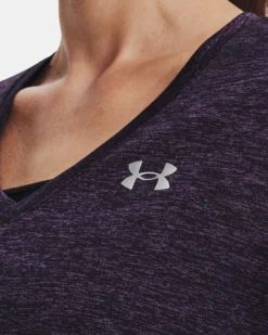 Damen UA Tech™ Oberteil Mit Twist-Effekt Und V-Ausschnitt -Modegeschäft Für Sportbekleidung V5 1258568 544 COLLAR