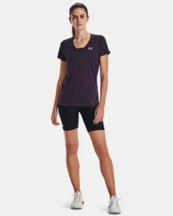 Damen UA Tech™ Oberteil Mit Twist-Effekt Und V-Ausschnitt -Modegeschäft Für Sportbekleidung V5 1258568 544 FSF