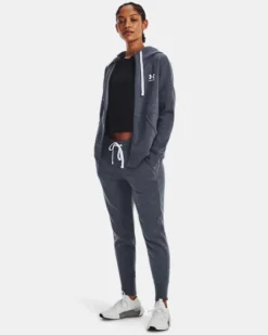Damen UA Rival Fleece Hoodie Mit Durchgehendem Zip -Modegeschäft Für Sportbekleidung V5 1356400 044 FSF