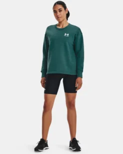 Damen UA Rival Fleece Oberteil Mit Rundhalsausschnitt In Übergröße -Modegeschäft Für Sportbekleidung V5 1369423 722 FSF