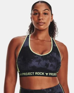 Damen Project Rock Crossback Sport-BH Mit Aufdruck -Modegeschäft Für Sportbekleidung V5 1374640 001 FC LG