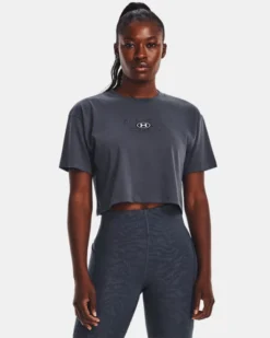 UA Crop Kurzarm-Oberteil Mit Logo Für Damen