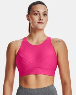 UA Infinity Mid Pintuck Sport-BH Für Damen -Modegeschäft Für Sportbekleidung V5 1376883 634 FC MD