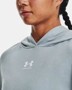 UA Rival Kurzarm-Hoodie Aus French Terry Für Damen -Modegeschäft Für Sportbekleidung V5 1376997 465 COLLAR