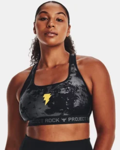 Project Rock HeatGear® Black Adam Sport-BH Für Damen -Modegeschäft Für Sportbekleidung V5 1377751 001 FC LG