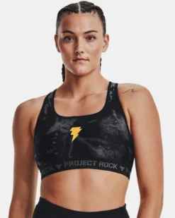 Project Rock HeatGear® Black Adam Sport-BH Für Damen -Modegeschäft Für Sportbekleidung V5 1377751 001 FC MD