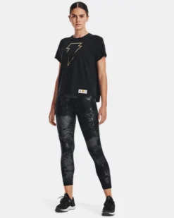 Project Rock Black Adam Kurzarm-Oberteil Für Damen -Modegeschäft Für Sportbekleidung V5 1377761 001 FSF