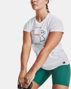 UA Pride Kurzarm-Oberteil Für Damen -Modegeschäft Für Sportbekleidung V5 1378959 100 FSFADD